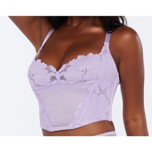 Savage X Fenty Floral Glow Lace Bustier Bra Top Large